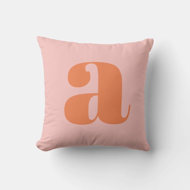 Pink Orange Bold Monogram Initial Letter Custom Cushion (Front)