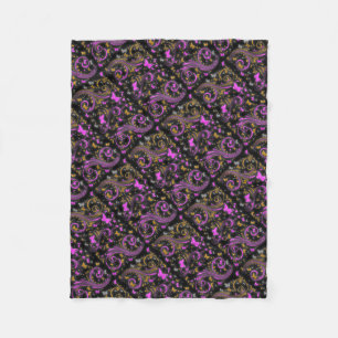 Pink orange butterfly glitter swirl fleece blanket