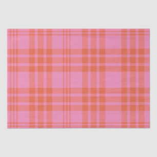 Pink Orange Chequered Plaid Gingham Tissue Paper