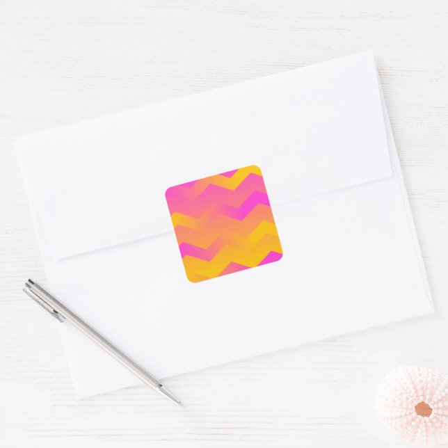 Pink & Orange Chevron Envelope Stickers (Envelope)