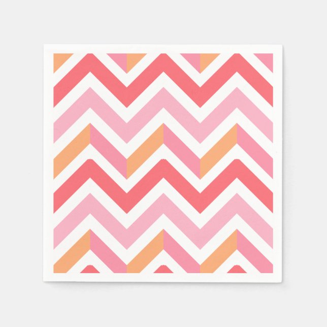 Pink Orange Chevron Geometric Summer Modern Napkin (Front)