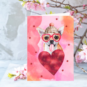 Pink Orange Chihuahua Valentine's Day Gift Dog Card