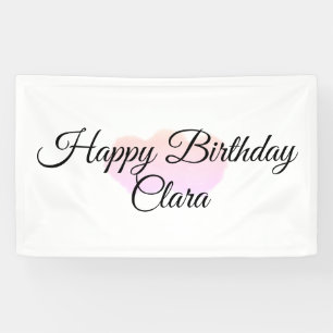 Pink orange clouds pastel happy birthday modern banner