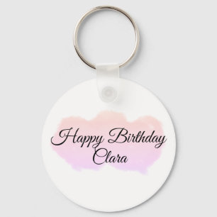 Pink orange clouds pastel happy birthday modern key ring