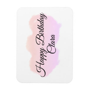 Pink orange clouds pastel happy birthday modern magnet