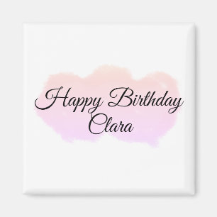 Pink orange clouds pastel happy birthday modern magnet