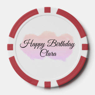 Pink orange clouds pastel happy birthday modern poker chips