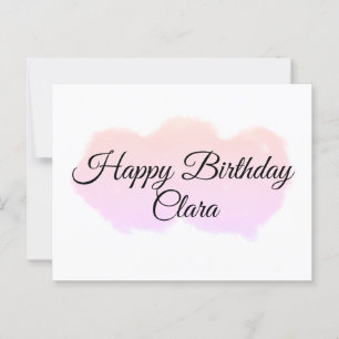 Pink orange clouds pastel happy birthday modern  postcard