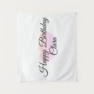 Pink orange clouds pastel happy birthday modern tapestry