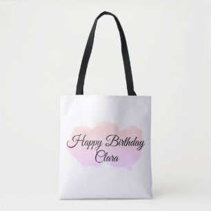 Pink orange clouds pastel happy birthday modern  tote bag