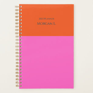 Pink & Orange Colour Block Monogram Daily Planner