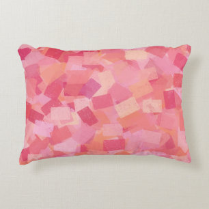 Pink Orange Cubism Abstract Pattern Decorative Cushion