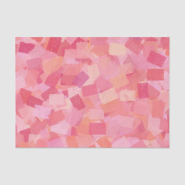 Pink Orange Cubism Abstract Pattern Tissue Paper (Front)