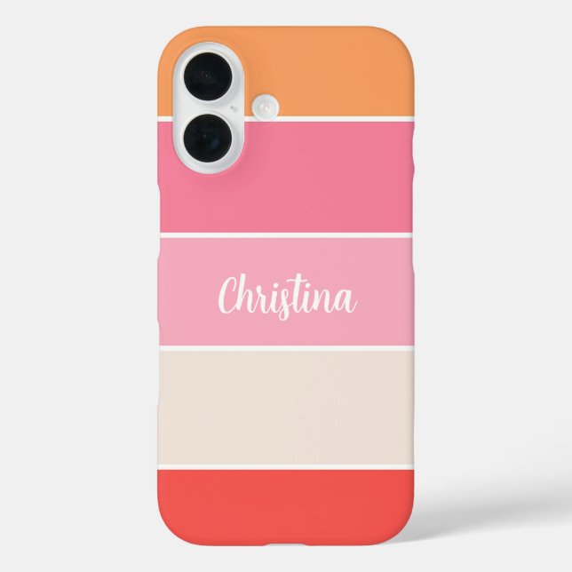 pink orange Custom Summer  Colour Block Stripes Case-Mate iPhone Case (Back)