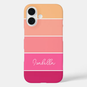pink orange Custom Summer Colour Block Stripes iPhone 16 Case