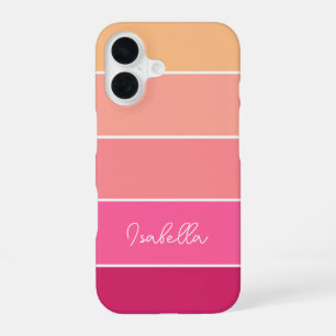 pink orange Custom Summer Colour Block Stripes iPhone 16 Case