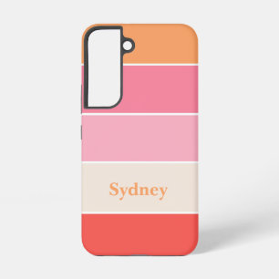 pink orange Custom Summer Colour Block Stripes Samsung Galaxy Case