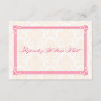 Pink & Orange Damask Poster-Style Wedding RSVP