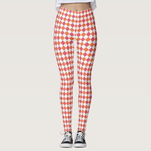 Pink & Orange Diamond Pattern Leggings