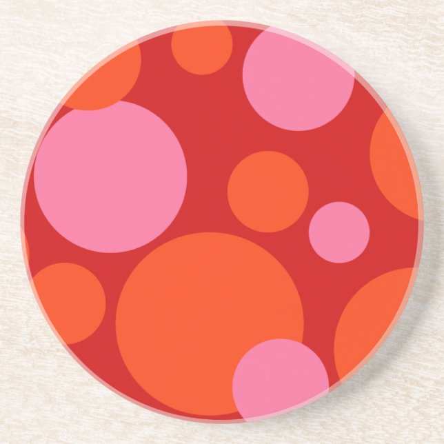 Pink & Orange Dots Coaster (Front)