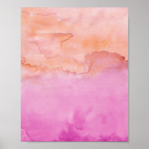 Pink Orange Duo Watercolor Abstract Art Poster