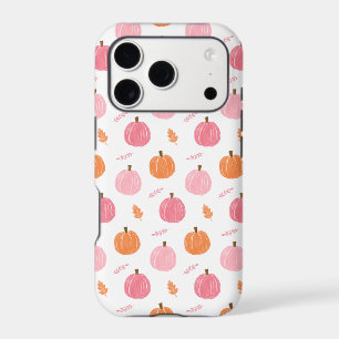 Pink Orange Fall Pumpkin Leaves Pattern