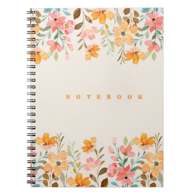 Pink & Orange Floral Aesthetics Notebook (Front)