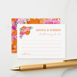 Pink Orange Floral Baby Shower Advice and Wishes Enclosure Card