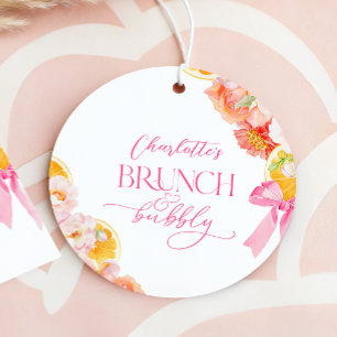 Pink & Orange Floral Bridal Shower Favour Tags