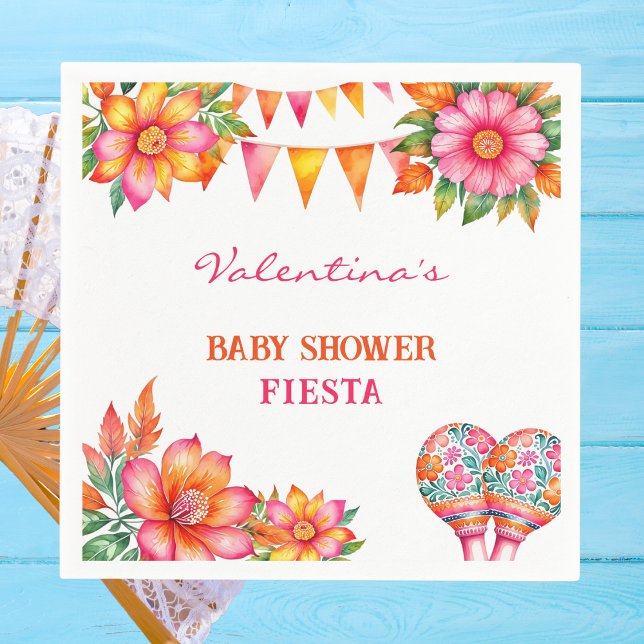 Pink Orange Floral Colourful Fiesta Baby Shower Napkin (Creator Uploaded)