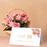 Pink & Orange Floral Guest Name Wedding Place Card<br><div class="desc">Help your guests to find their wedding table with these stylish place cards,  featuring bright & bold pink orange floral and editable details. Easily customise it by clicking on the "personalise" option.</div>