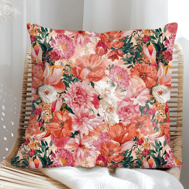 Pink Orange Floral Pattern Cushion (Creator Uploaded)