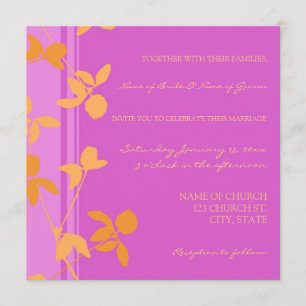 Pink Orange Floral Photo Wedding Invitation Cards