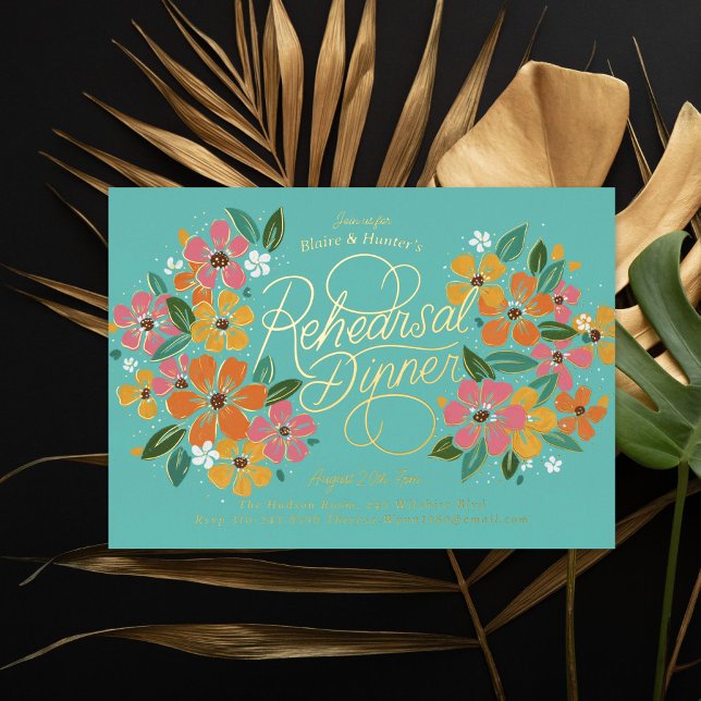 Pink Orange Florals Hand-Lettered Rehearsal Dinner (Creator Uploaded)