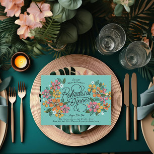 Pink Orange Florals Hand-Lettered Rehearsal Dinner Invitation