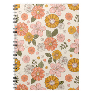 Pink & Orange Flower Garden Pattern Notebook
