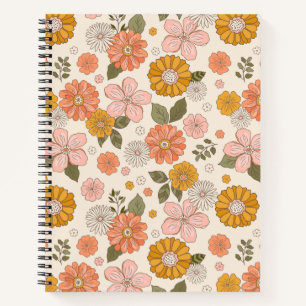 Pink & Orange Flower Garden Pattern Notebook