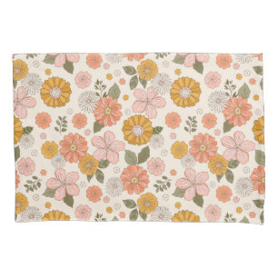 Pink & Orange Flower Garden Pattern Pillowcase