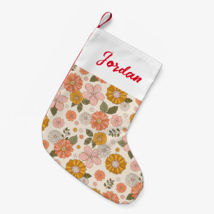 Pink & Orange Flower Garden Pattern Small Christmas Stocking
