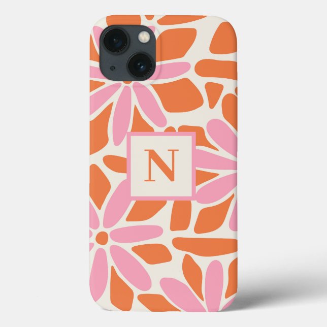 Pink & Orange Flower Monogram  Case-Mate iPhone Case (Back)