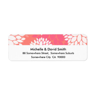 Pink Orange Flower Pattern Return Address Label