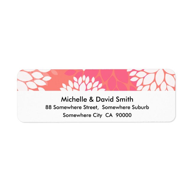 Pink Orange Flower Pattern Return Address Label (Front)
