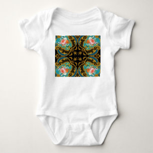 Pink Orange Flowers: Square Composition Baby Bodysuit