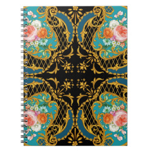 Pink Orange Flowers: Square Composition Notebook