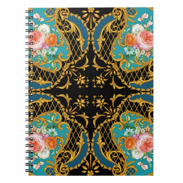 Pink Orange Flowers: Square Composition Notebook (Front)