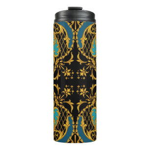 Pink Orange Flowers: Square Composition Thermal Tumbler