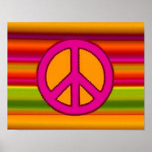 Pink Orange Fractal & Peace Sign
