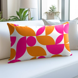 Pink Orange Geometric Mid Century Pattern Decorative Cushion