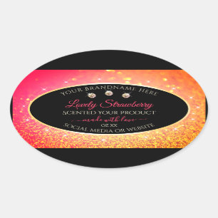 Pink Orange Glitter Black Product Labels Jewels