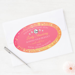 Pink Orange Glitter Product Labels Logo Diamonds